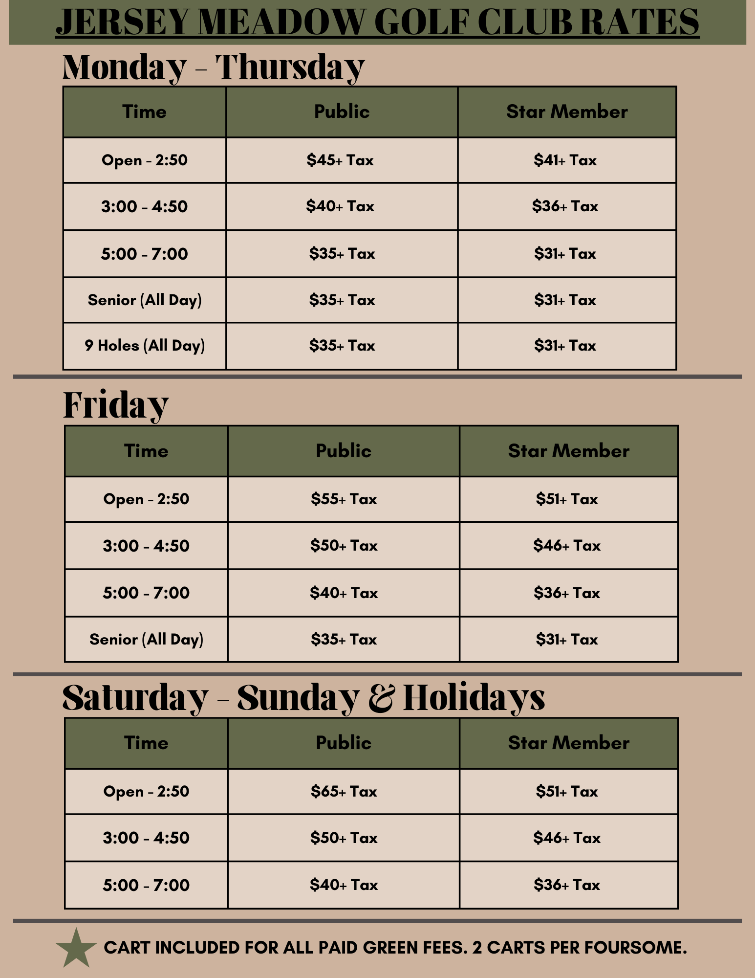 Rates - Jersey Meadow Golf Course